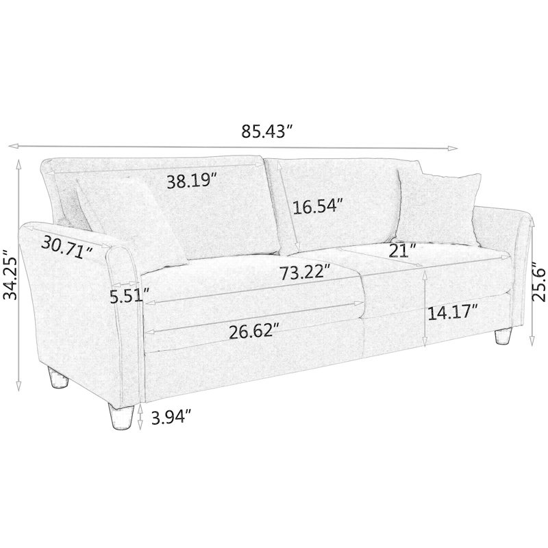 Mercer41 Leyi 84'' Upholstered Sofa Wayfair
